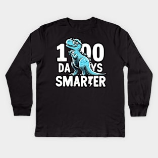 100 Days Smarter - Dinosaur Kids Long Sleeve T-Shirt